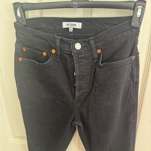 RE/DONE Jeans Womens Originals High Rise Loose Washed Black Rips Button Fly 27 - Picture 6 of 16